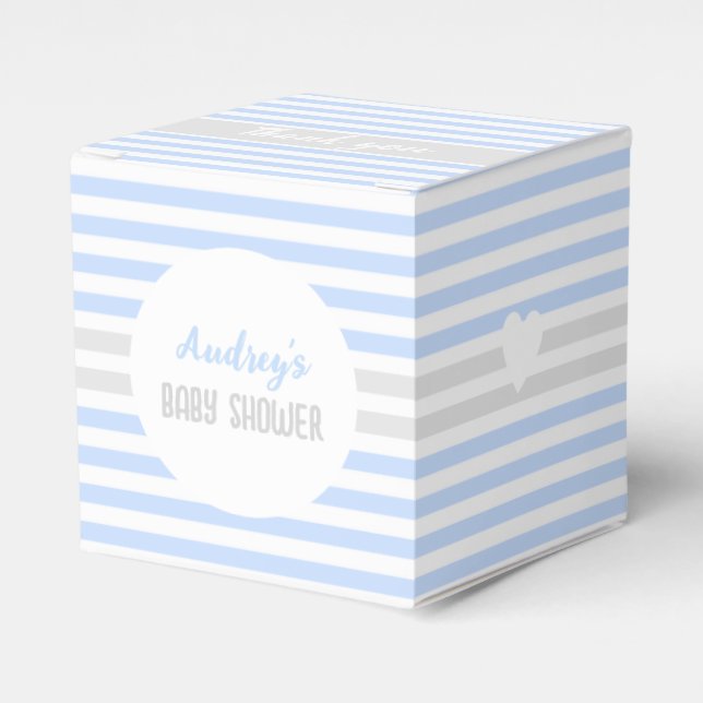 Caja de Favor de Baby Shower azul lindo (Costado Anverso)