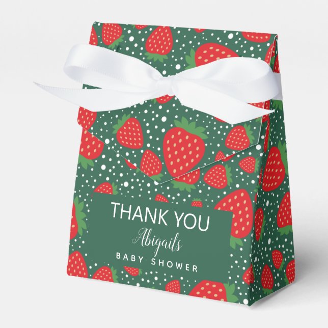 Caja de Favor de Baby Shower Cute Strawberry (Front Side)