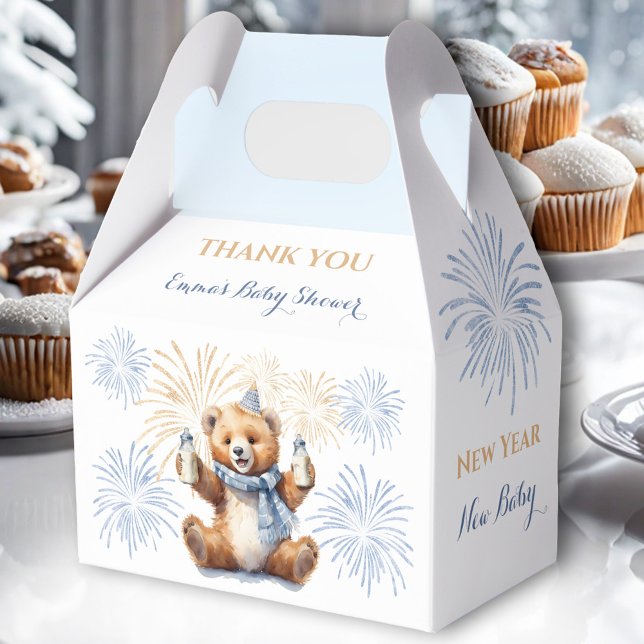 Caja de Favor de Baby Shower de Blue Boy New Year (New Year Blue Boy Baby Shower Favor Box)