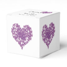 Caja de Favor de Boda Cardíaca Morada Mariposa