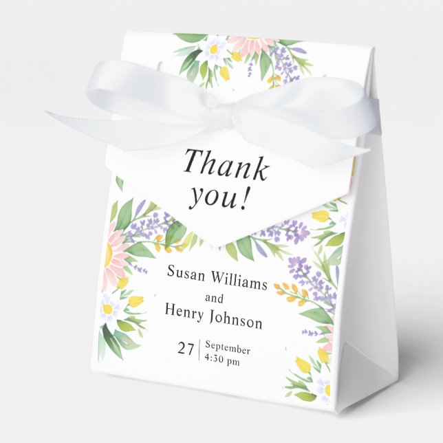 Caja de Favor de Boda | Clásica floral (Front Side)