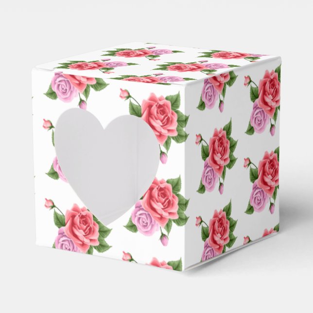 Caja de Favor de Boda con Ventana de Corazón (Anverso)