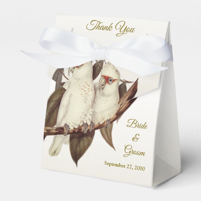 Caja de Favor de Boda de Aves Blancas (Front Side)