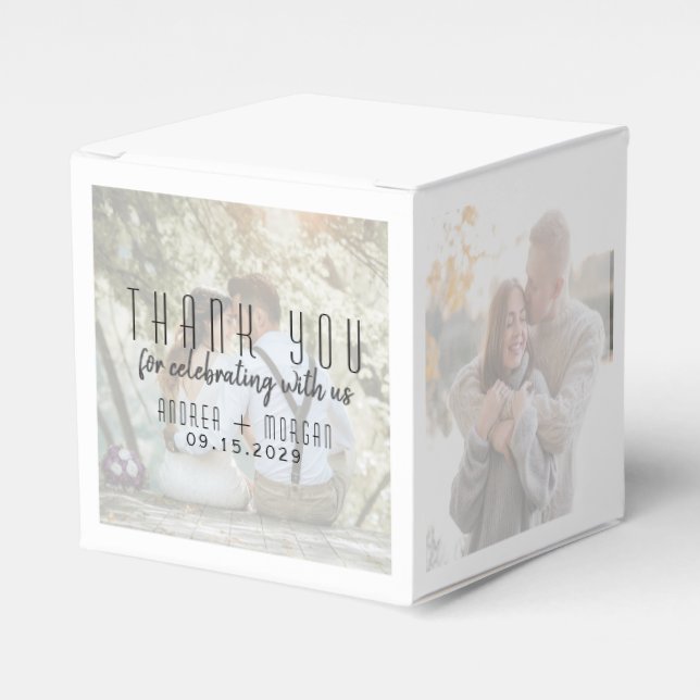 Caja de Favor de Boda de collage de fotos (Costado Anverso)