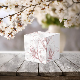 Caja de Favor de Boda de Contorno de Lirio Rosa
