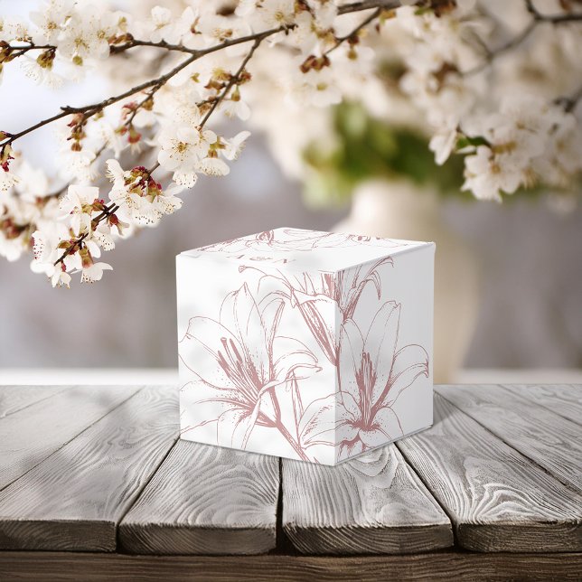 Caja de Favor de Boda de Contorno de Lirio Rosa (Subido por el creador)