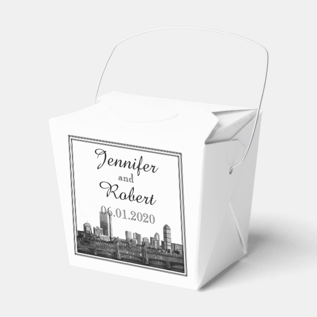 Caja de Favor de Boda de Destino de Boston (Front Side)