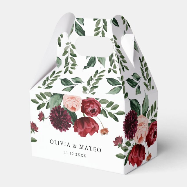 Caja de Favor de Boda de Invierno con Flor de Borg (Front Side)