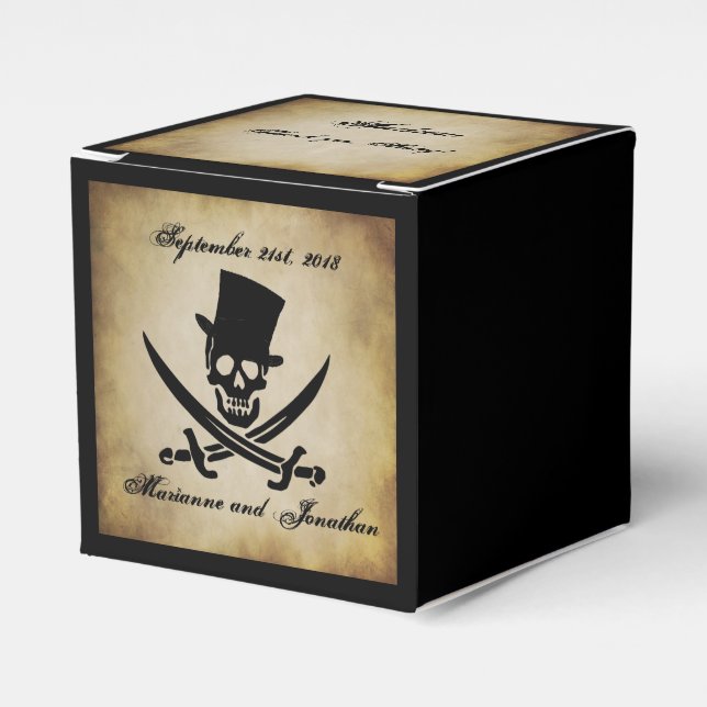 Caja de Favor de Boda de Jolly Roger Pirate (Costado Anverso)