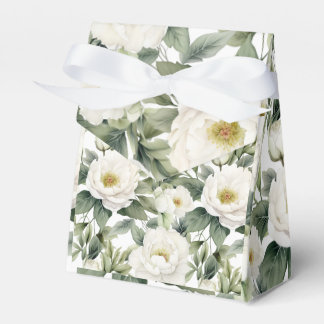 Caja de Favor de Boda Floral Blanca de Verdor