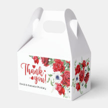 Caja de Favor de Boda Floral de color Verde y Rojo