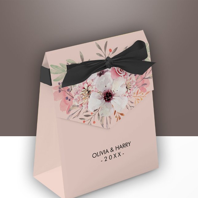 Caja de Favor de Boda Floral Rosa Personalizada (Subido por el creador)