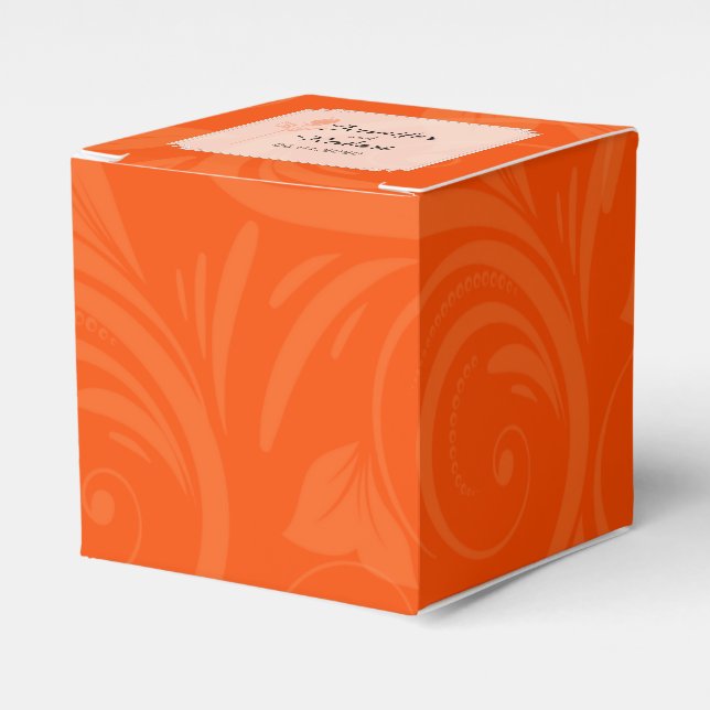 Caja de Favor de Boda Gráfica Rosa naranja (Costado Anverso)