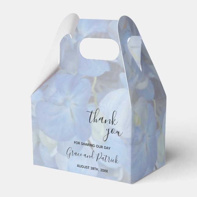 Caja de Favor de Boda Periwinkle Blue Hydrangeas (Front Side)