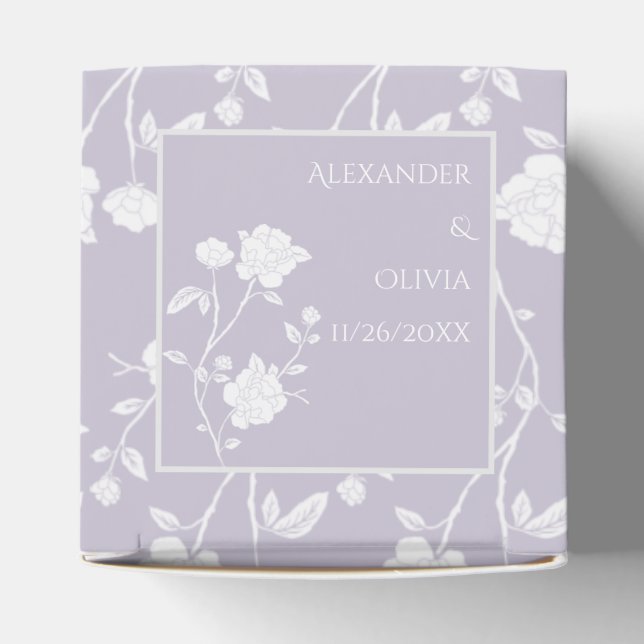 Caja de Favor de Boda Rosa Lavender (Parte superior)
