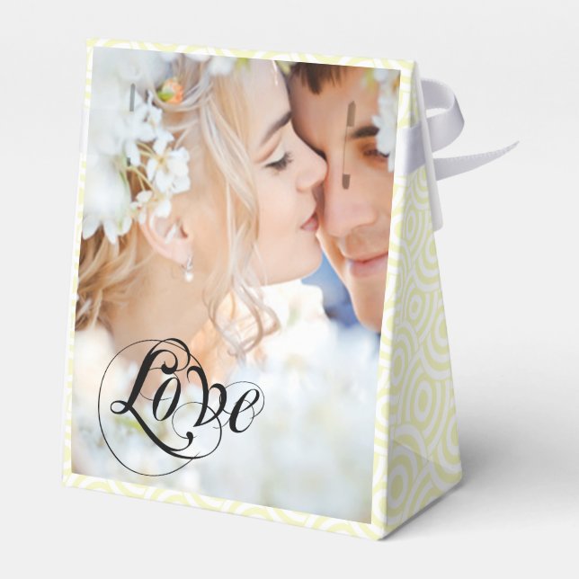 Caja de Favor de Boda Rosa Tus Fotos Monograma Ama (Reverso)