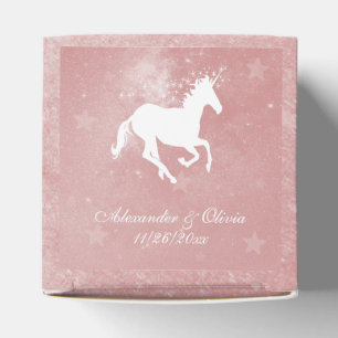 Caja de Favor de Boda Rosa Unicornio