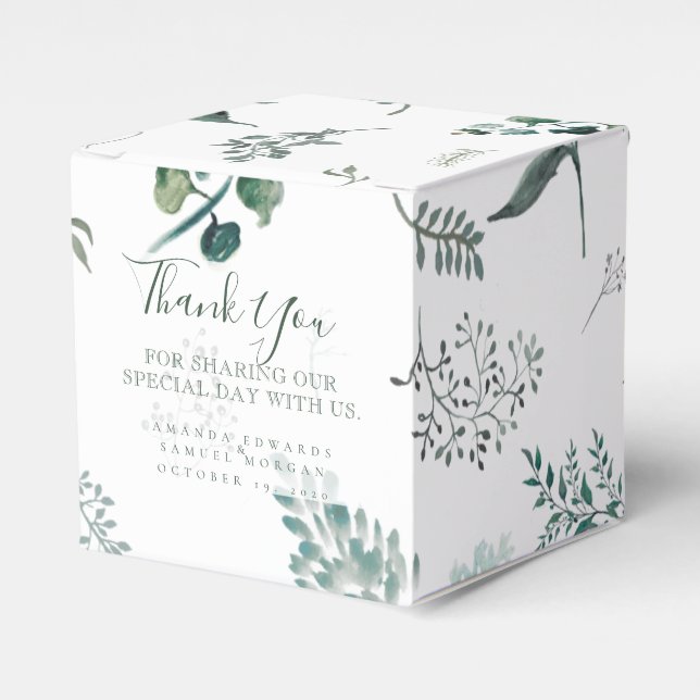 Caja de Favor de Boda Silvery Green Eucalyptus (Costado Anverso)