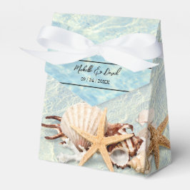 Caja de Favor de Boda Tropical Ocean Beach Seashel