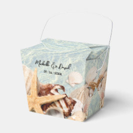 Caja de Favor de Boda Tropical Ocean Beach Seashel