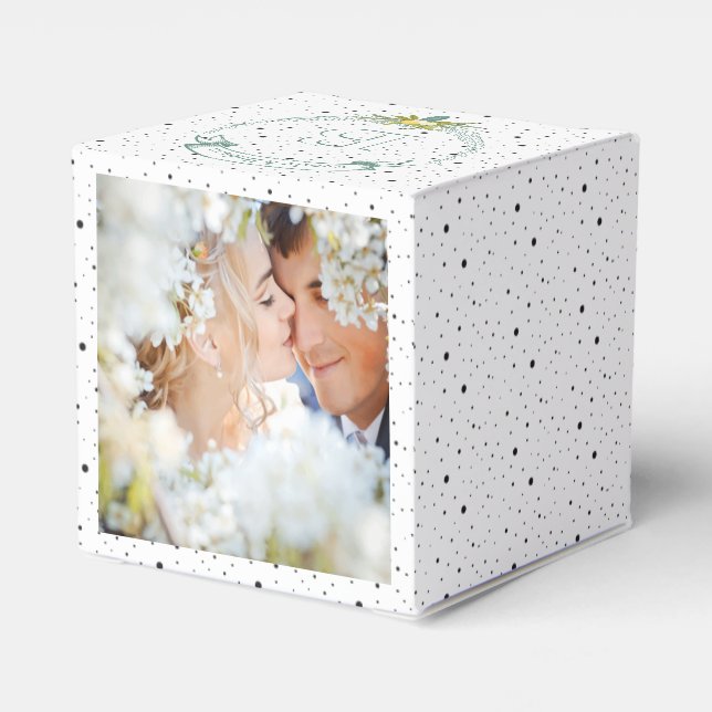 Caja de Favor de Boda Tus Fotos Nombres de Monogra (Reverso Costado)
