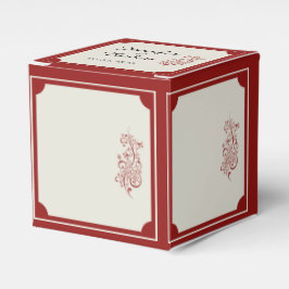 Caja de Favor de Bodas Fronterizas de Filigree Roj