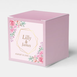 Caja de Favor de Bodas Rosadas Florales