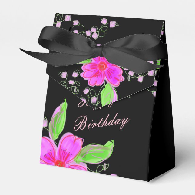 Caja De Favor De Chocolate Con Flores De Bonito Ro (Front Side)