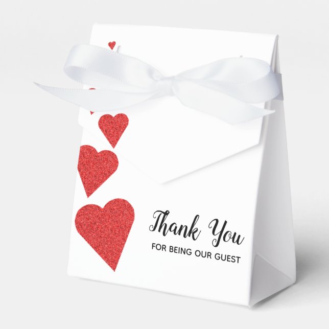 Caja de Favor de Corazones de Purpurina Rojo (Front Side)