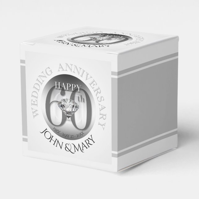 Caja De Favor De Cubo Del Aniversario Del Diamante (Costado Anverso)