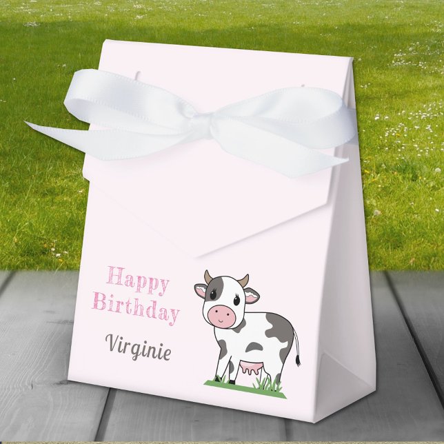 Caja de Favor de Cumpleaños con vaca Cuta (Cute Cow Favor Box)