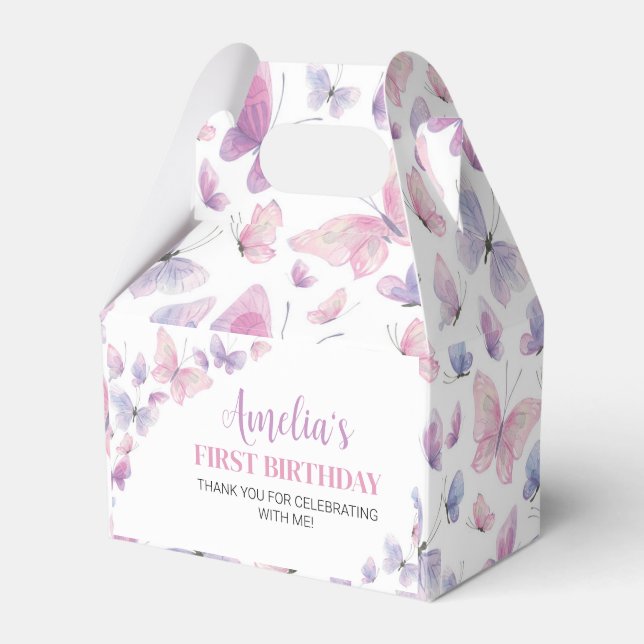 Caja de Favor de Cumpleaños de Mariposa Púrpura Ro (Front Side)