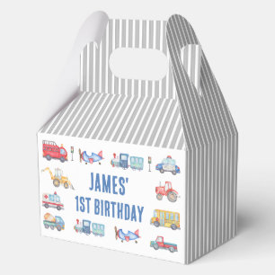 Caja de Favor de Cumpleaños de Transporte Colorido