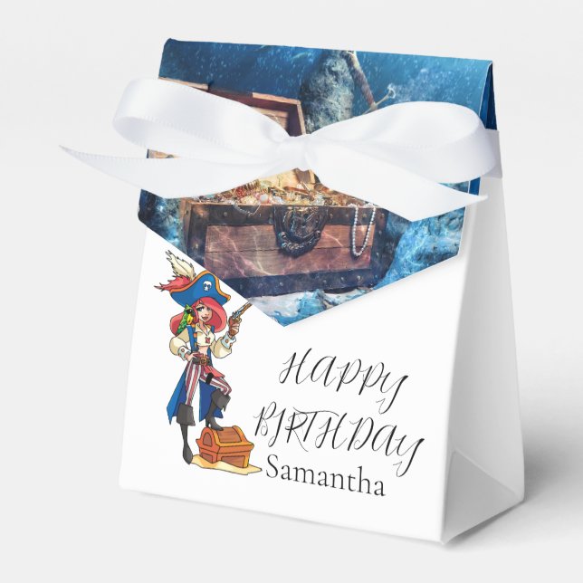 Caja de Favor de Cumpleaños del Chica Fiesta Pirat (Front Side)