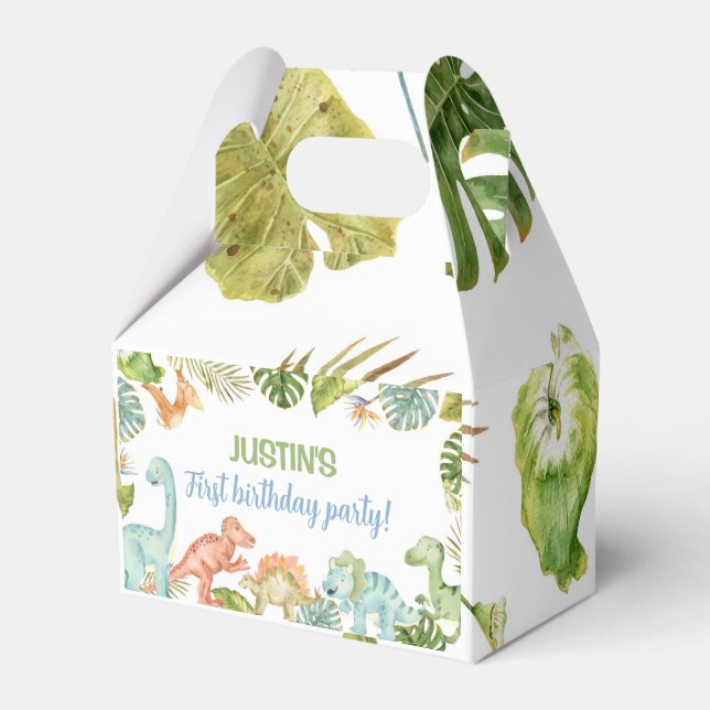Caja de Favor de Cumpleaños del Fiesta de Dinosaur (Front Side)