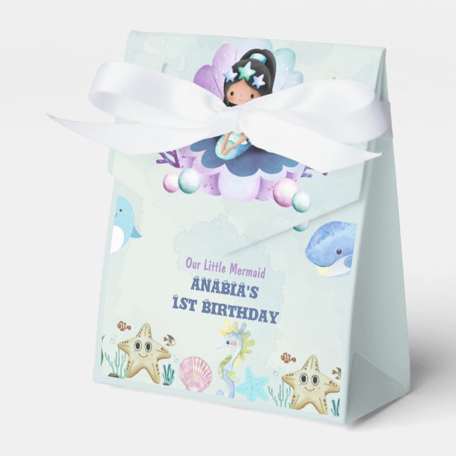 Caja de Favor de Cumpleaños Magnífica de la Sirena (Front Side)