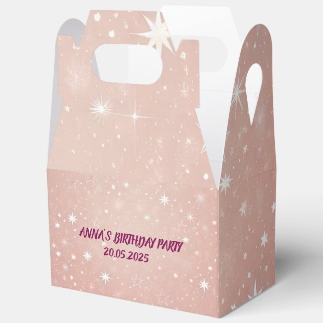 Caja de Favor de Cumpleaños Rosa Personalizada (Abierto)