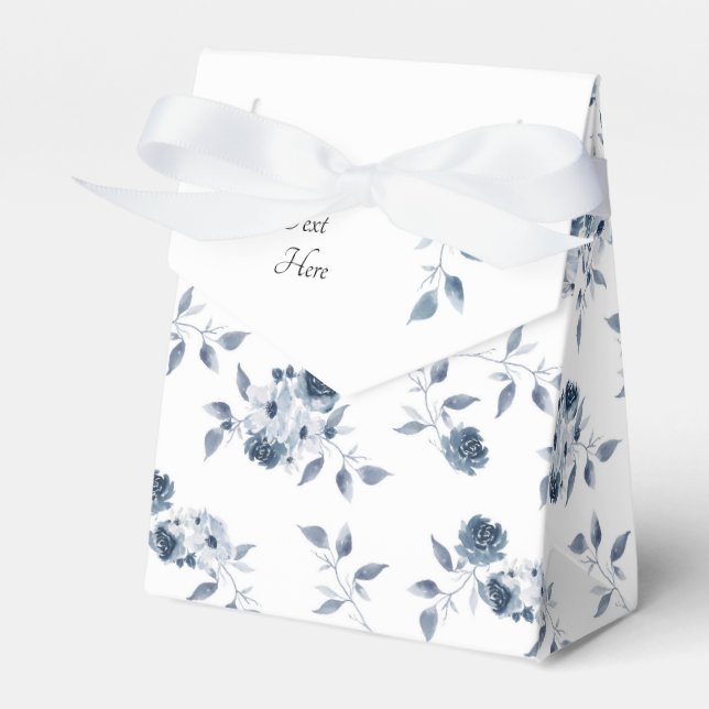 Caja de Favor de Ducha Azul Floral Bridal Personal (Front Side)