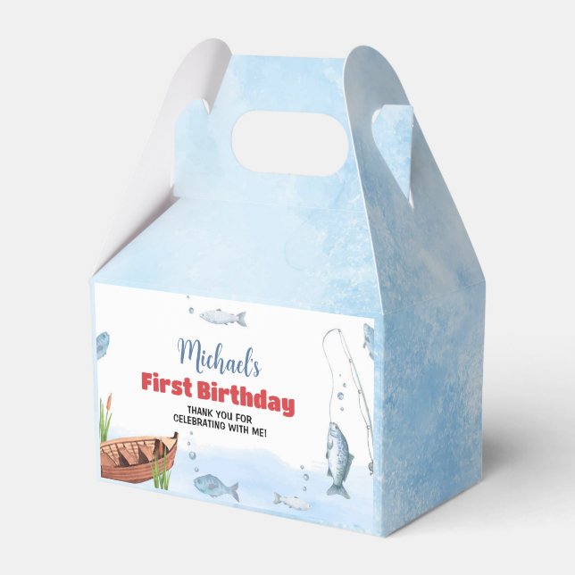 Caja de Favor de Fiesta de Cumpleaños de Pesca (Front Side)