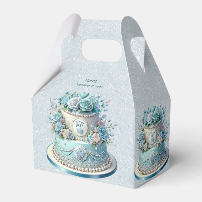 Caja de Favor de Flores de Pastel Azul (Front Side)