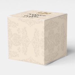 Caja de Favor de la Boda de Damasco de Crema y Oro