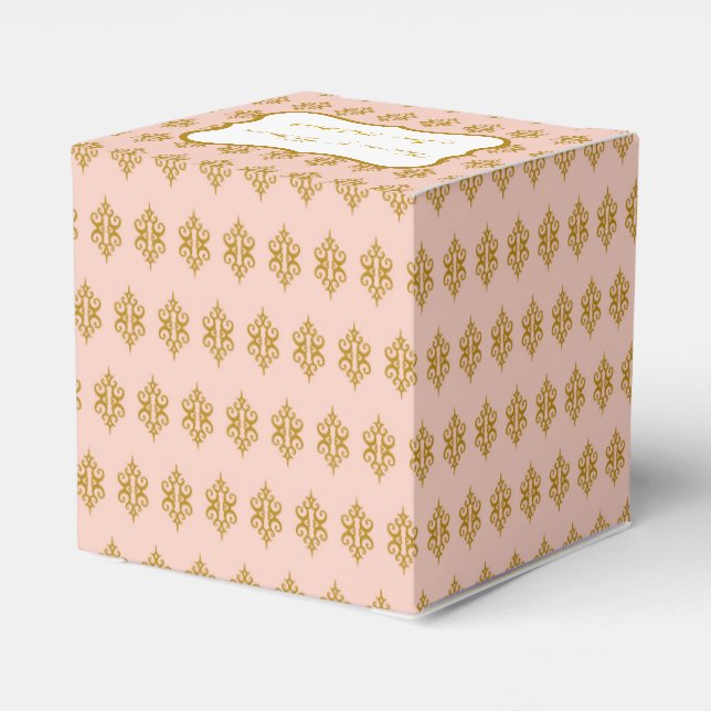 Caja de Favor de la Boda de encaje rosa (Reverso Costado)