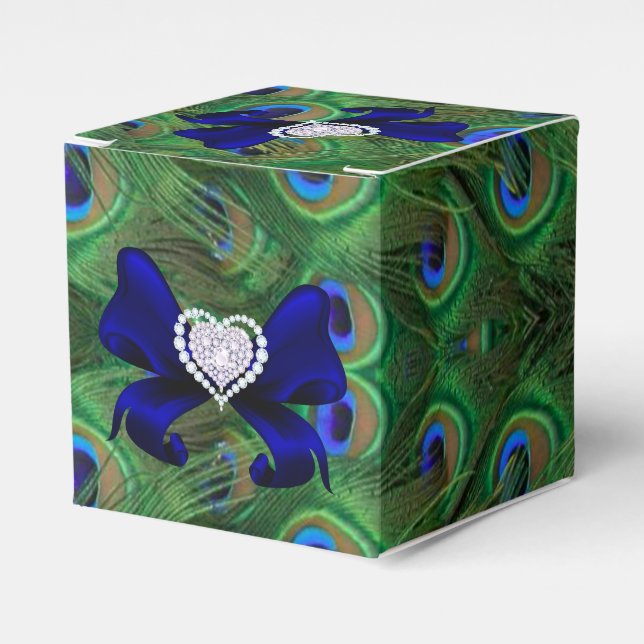 Caja de Favor de la Boda Real Azul Peacock (Costado Anverso)