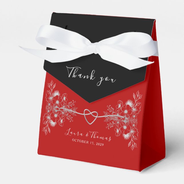 Caja de Favor de la Boda Roja y Negra (Front Side)