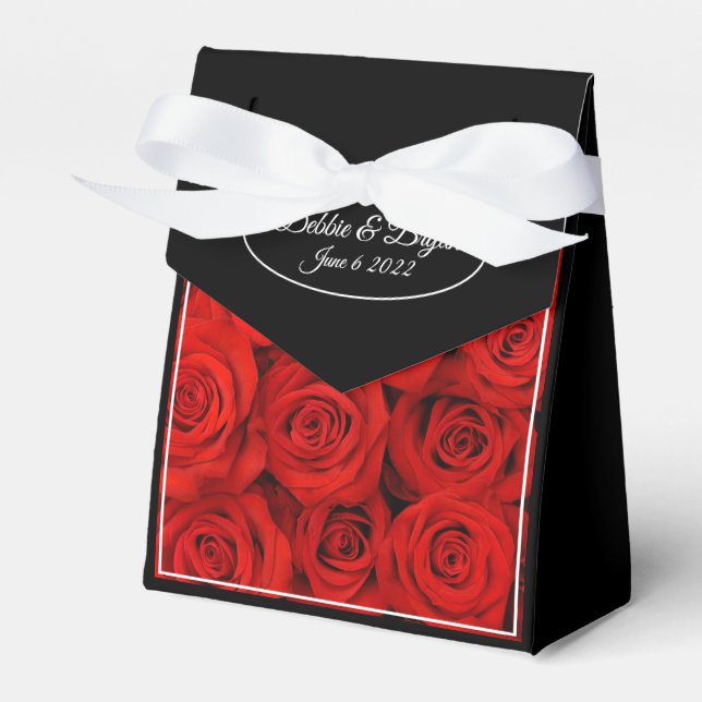 Caja de Favor de la Boda Roses Rojos (Front Side)