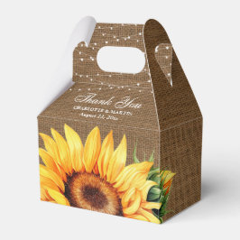 Caja de Favor de la Boda Rústica Burlap Sunflower