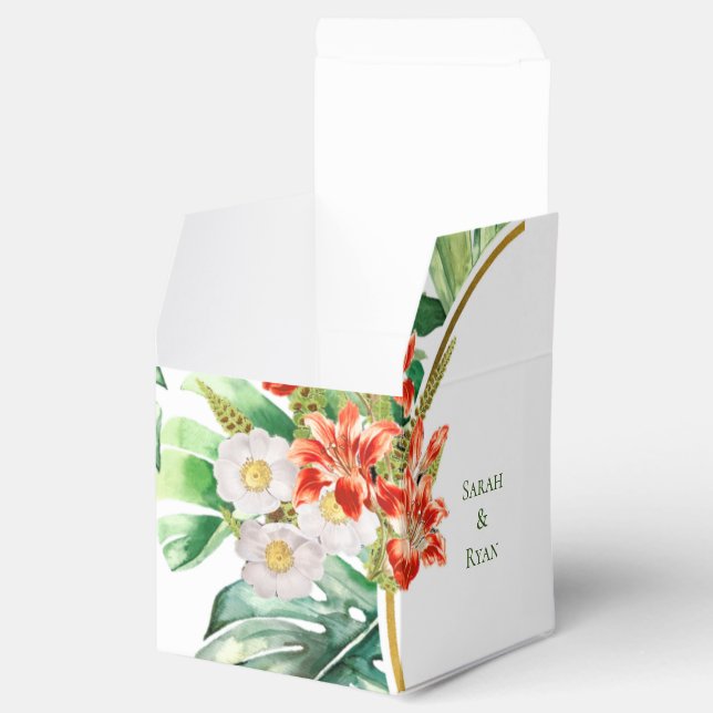 Caja de Favor de la Boda Tropical de Anillo (Abierto)