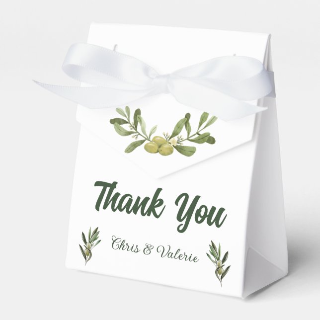 Caja de Favor de la Boda Verde de Oliva (Front Side)