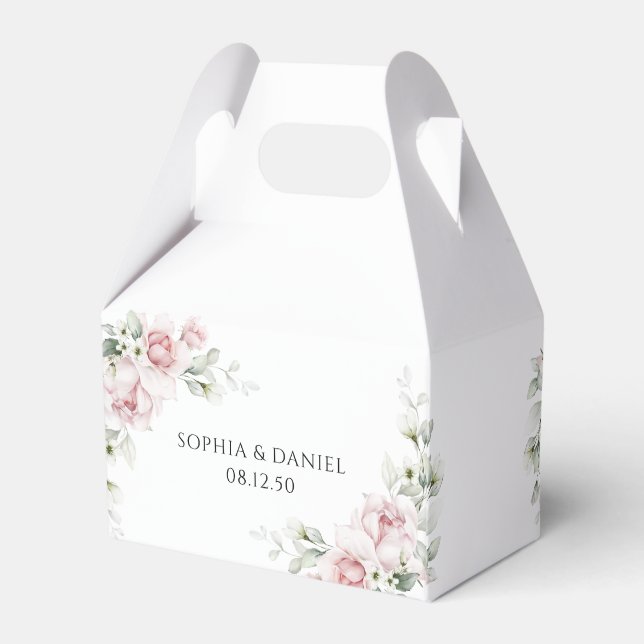 Caja de Favor de la Ceremonia de Boda de rosas ros (Reverso)