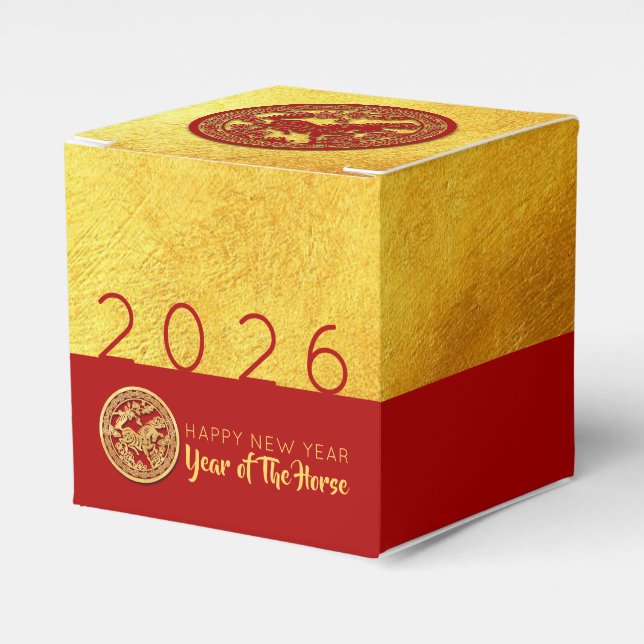 Caja de Favor de la Fiesta 2026 de Red Gold Horse (Costado Anverso)
